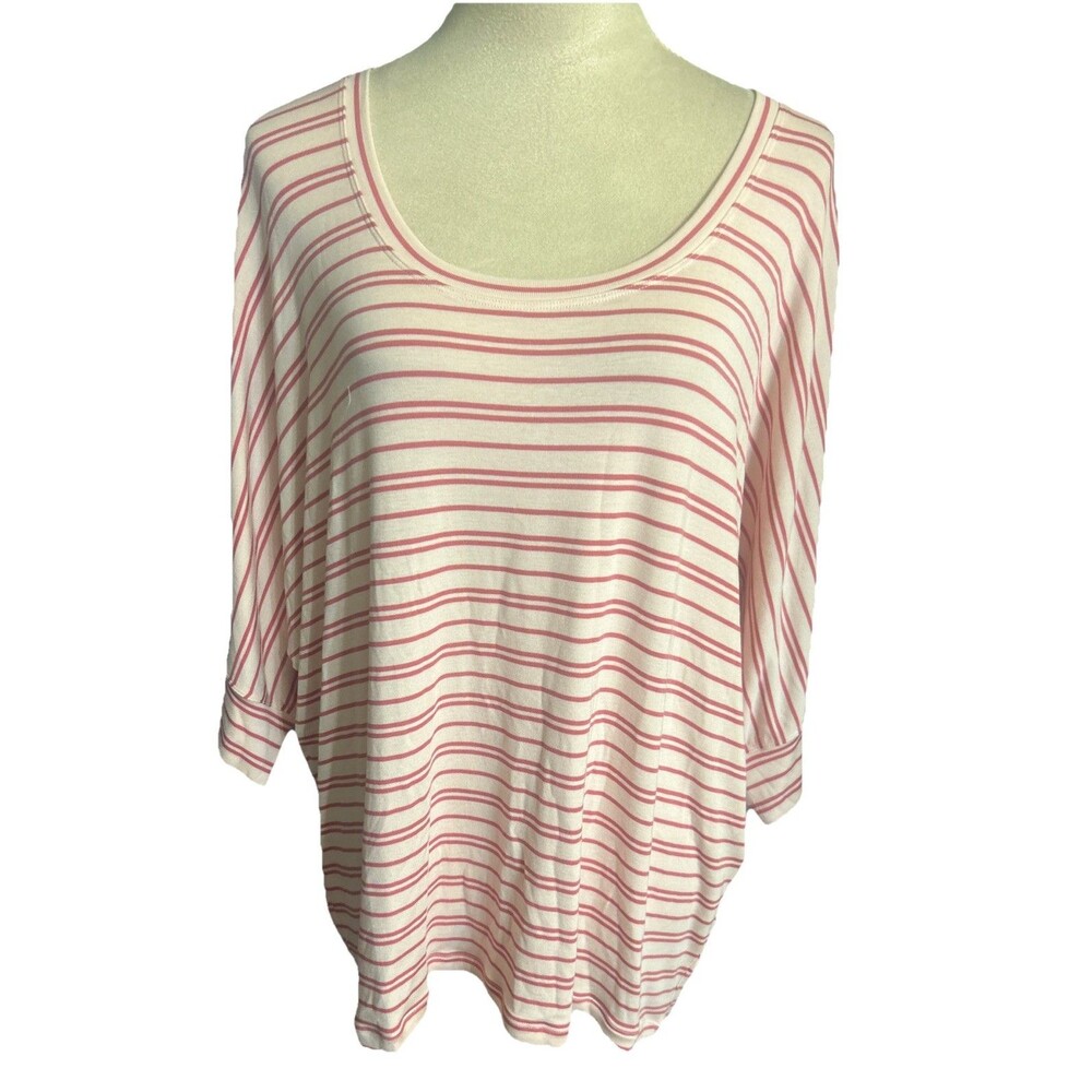 Cabi Serena 5750 Womens  SzL  Shirt Tickled Pink Tee Dolman Sleeve Striped NWT